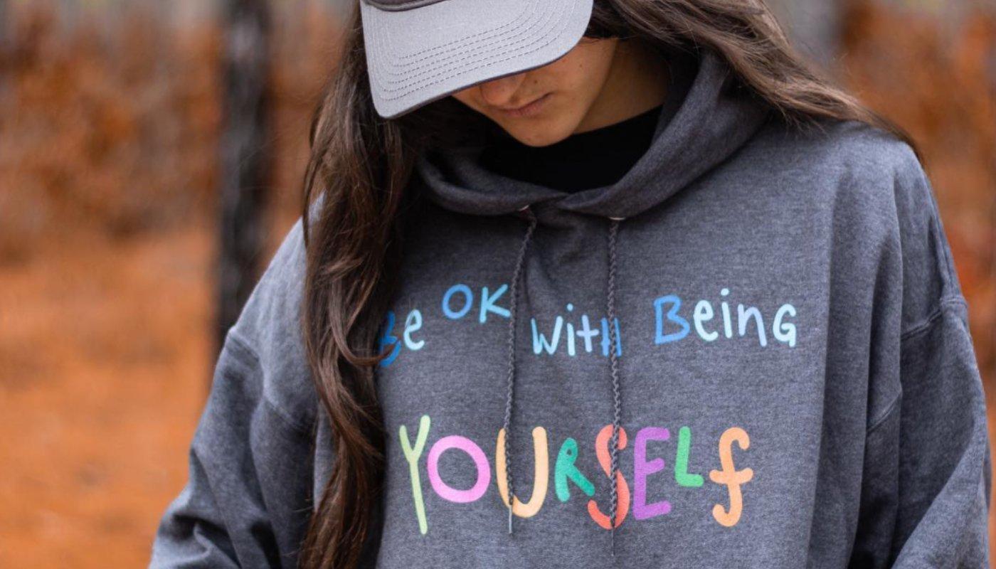 be ok with being yourself pullover hoodie